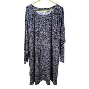 Sonoma New Women Sleepwear Leopard Print Long Sleeve Nightgown 2X Cozy Soft Warm